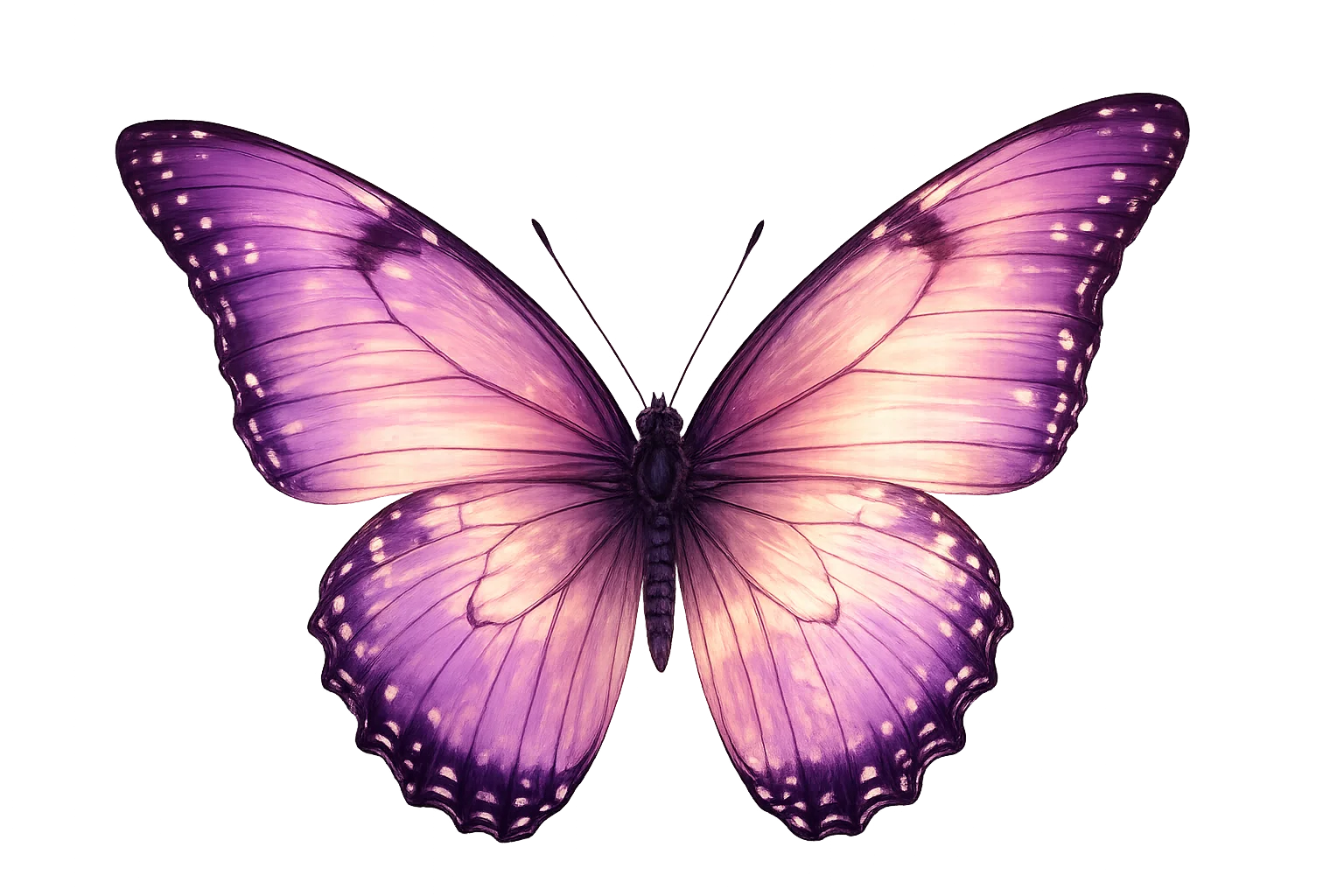A purple butterfly with wings spread — the symbol of the Miranda Faith Memorial Foundation